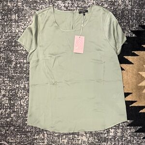 QUINCE Sage Green Women's Blouse Silk Feel